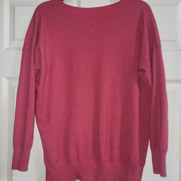 Zenana - Womens Fuschia Viscose V-Neck Sweater- Size L/XL - Picture 4 of 4